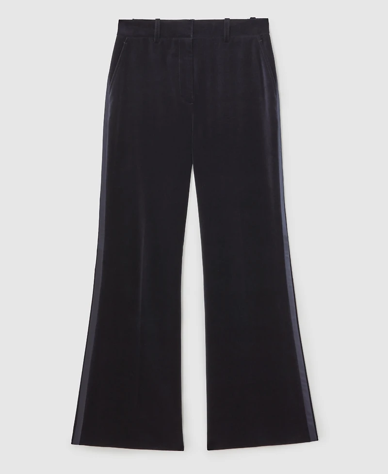 Reiss Women's Cotton Velvet Satin-Stripe Flared Pants