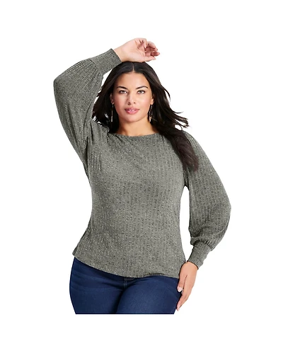 Avenue Women's Jessica Rib Hacci Knit Top
