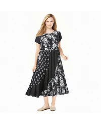 Woman Within Women's Mixed Print Maxi Dress