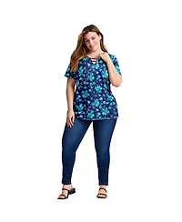 Avenue Women's Triple Keyhole Short Sleeve Tee