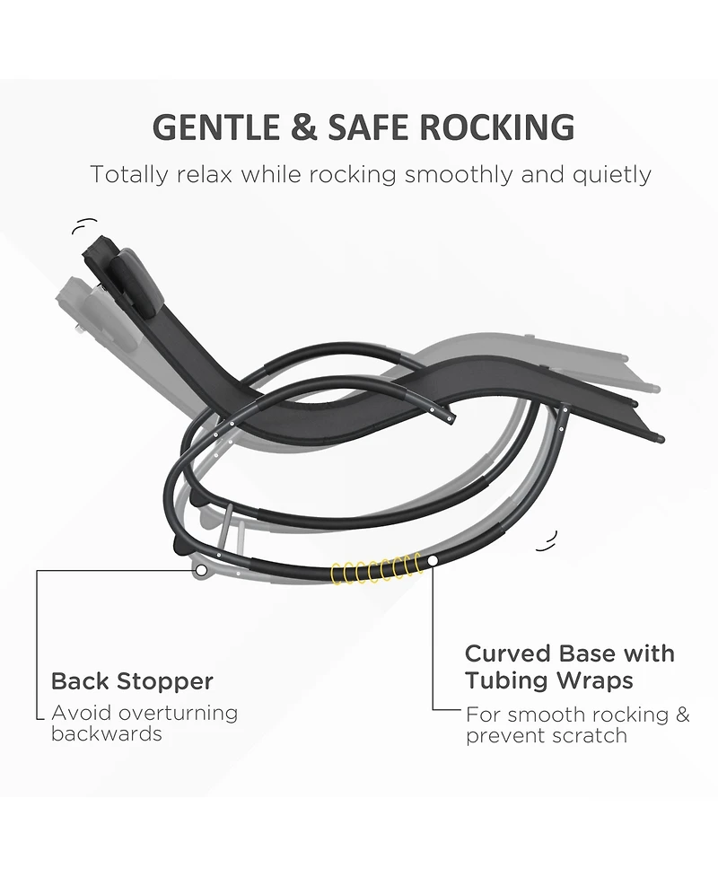 Outsunny Outdoor Rocking Chair Chaise Lounge Chair for Sun ning