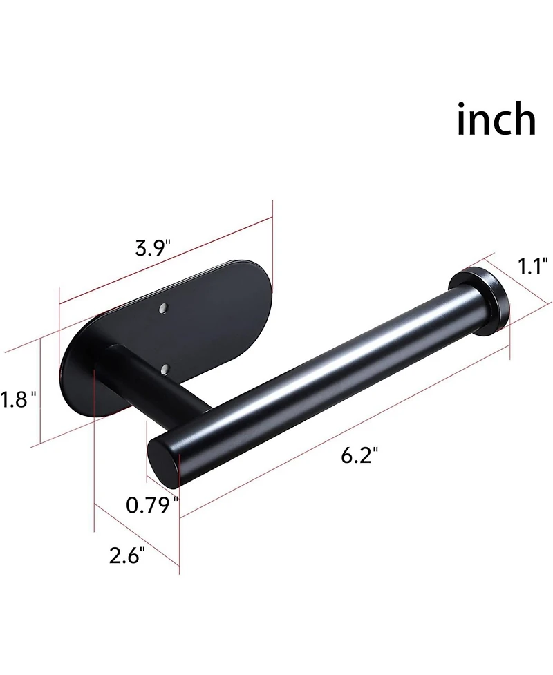 Adhesive Paper Holder - Self Adhesive Black Comfort Room Paper Roll Holder Wall Mount for Bathroom and Kitchen, Sus-304 Stainless Steel