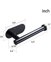 Adhesive Paper Holder - Self Adhesive Black Comfort Room Paper Roll Holder Wall Mount for Bathroom and Kitchen, Sus-304 Stainless Steel