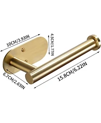 Adhesive Paper Holder - Brushed Brass Comfort Room Roll Holder Stick on Wall for Bathroom, Sus 304 Stainless Steel