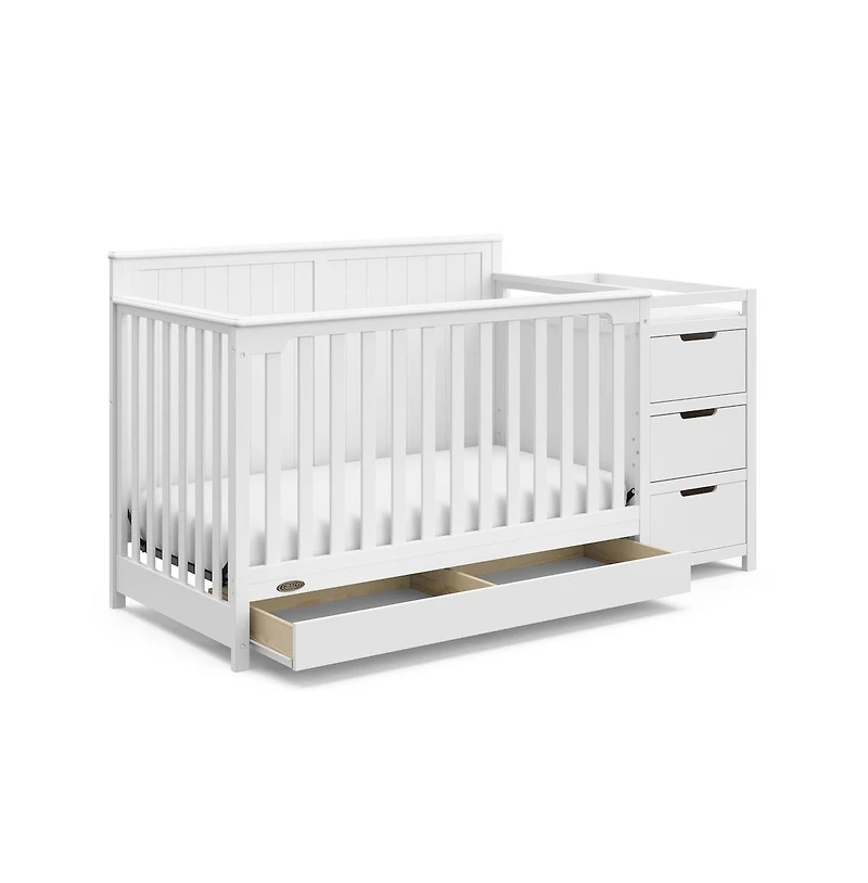 Graco Hadley 5-in-1 Convertible Crib and Changer with Drawer (White)