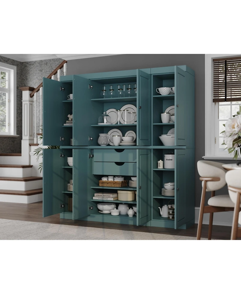 Palace Imports 100% Solid Wood 65" Pantry Cabinet with Raised Panel Doors, 2-Drawers & Adjustable Shelves