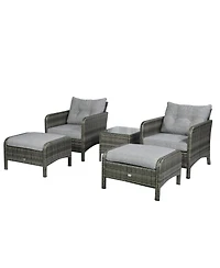 Outsunny 5pcs Outdoor Patio Furniture Set All Weather Wicker Conversation Set