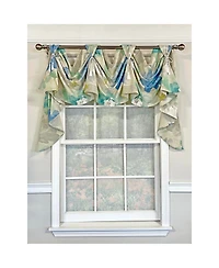 Rlf Home Linen Floral 3-Scoop Victory Swag Natural 4 Tabs 64"W x 26"L For windows up to 60"W