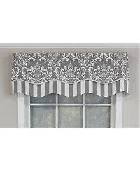 Rlf Home Ozbourne Glory Valance Gray. 3" Rod Pocket, Layered, Trimmed. 50"W X 16"L