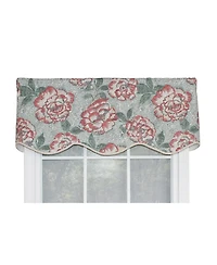 Rlf Home Peony Bowl Trimmed Provance 100% Cotton with Fully Lined 3" Rod Pocket Valnance for Windows 50" x 15" Coral