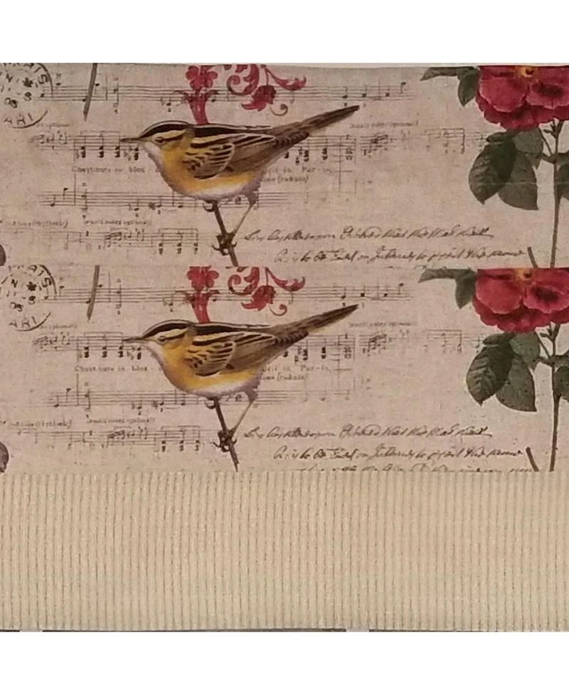 Rlf Home Song Bird Banded 100% Cotton with Fully Lined 3" Rod Pocket Valnance for Windows 50" x 15" Beige