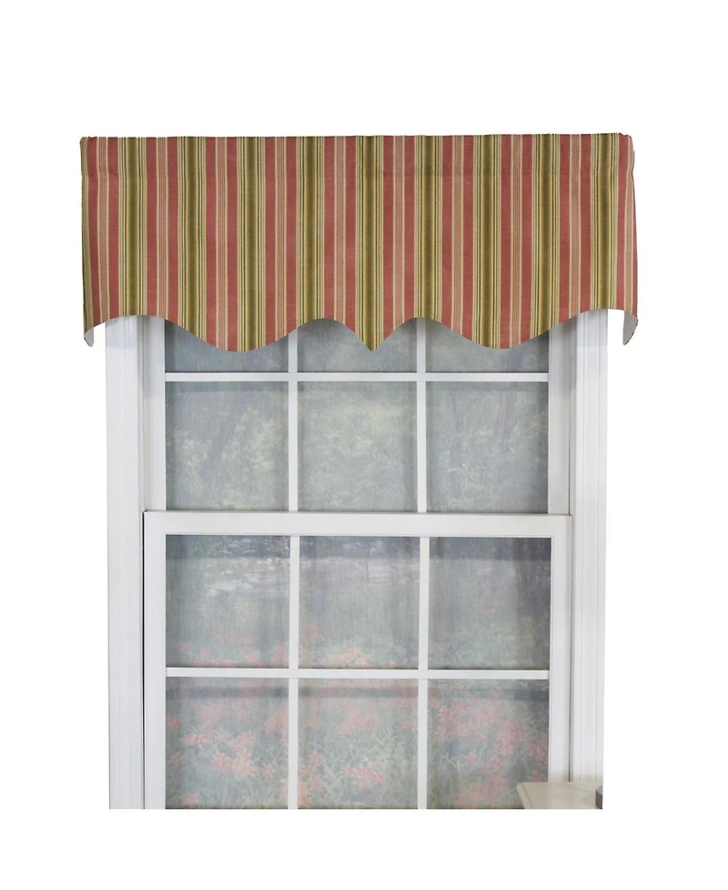Rlf Home Dell Stripe Regal 100% Cotton with Fully Lined 3" Rod Pocket Valnance for Windows 50" x 17" Watermelon
