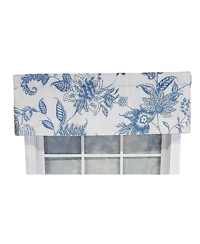 Rlf Home Natalia Tailored Valance High Quality Window Treatment 3" Rod Pocket 50" x 14" Cyan Blue/White
