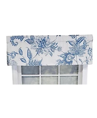 Rlf Home Natalia Tailored Valance High Quality Window Treatment 3" Rod Pocket 50" x 14" Cyan Blue/White