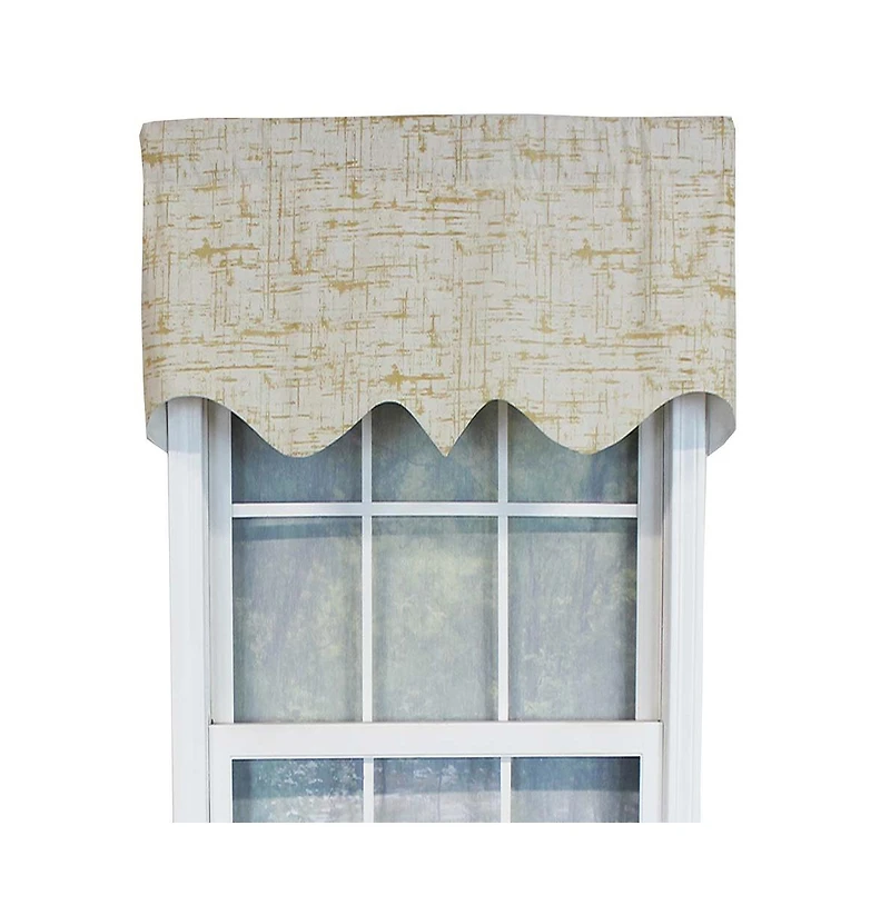 Rlf Home Zino Gold Thin Lines Regal Window Treatment High Quality Valance 3" Rod Pocket 50" x 17" Gold/Ivory