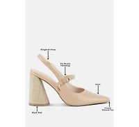 nougat flared heel party sandals