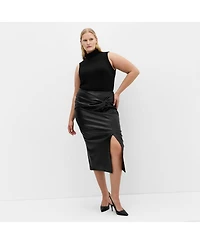 City Chic Women's Petra Faux Leather Midi Skirt