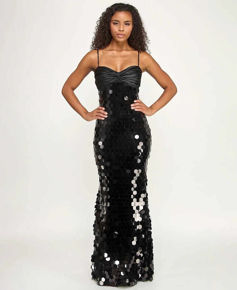 Seni & Cade Junior's Twist Front Bandeau Slim Long Dress