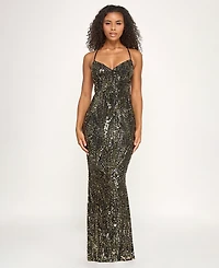 Seni & Cade Junior's Back Spaghetti Lace Long Dress