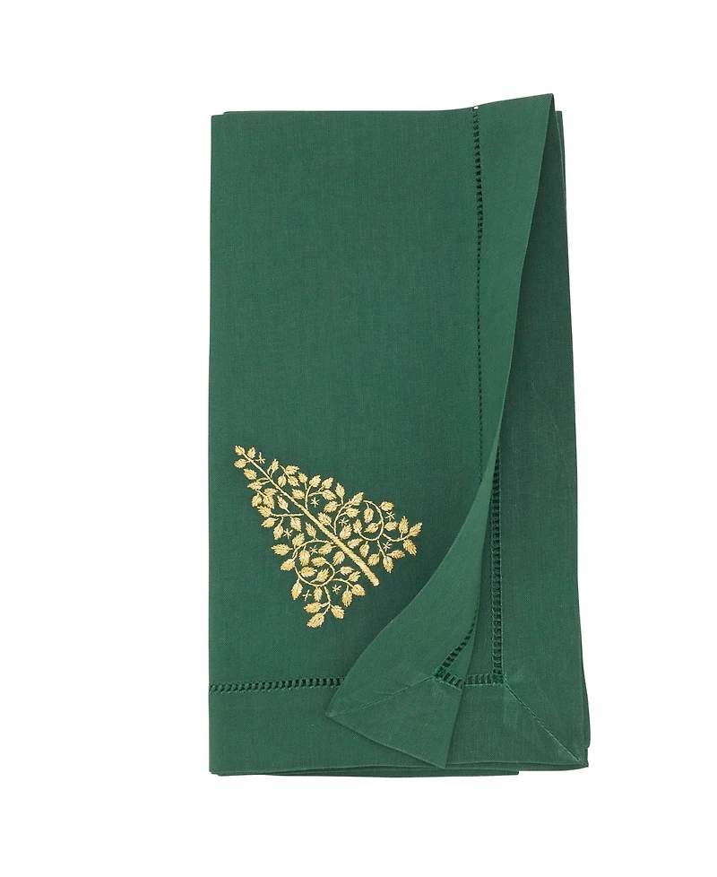 Saro Lifestyle Embr'D Christmas Tree Hemstitch Napkin, Set of 6
