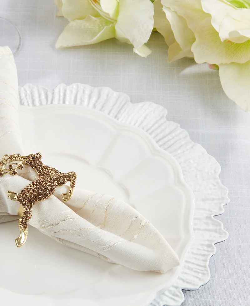 Saro Lifestyle Beaded Reindeer Napkin Ring, Set of 4