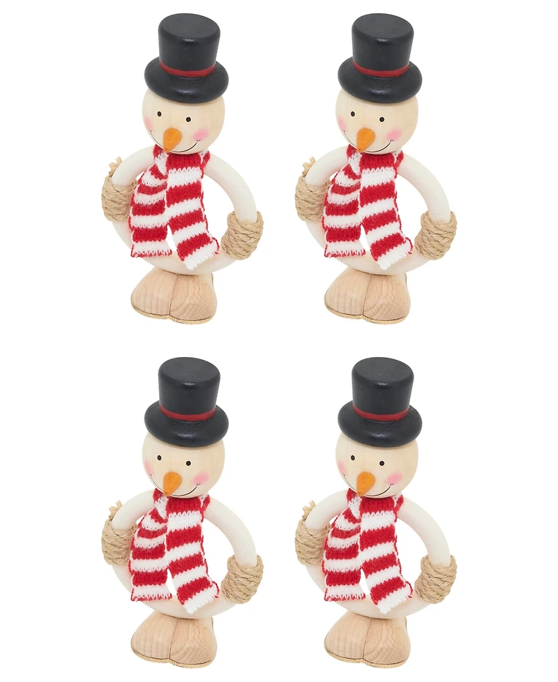 Saro Lifestyle Frosty Smiles Snowman Napkin Ring, Set of 4