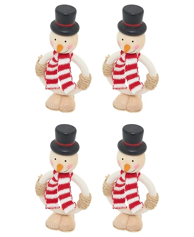 Saro Lifestyle Frosty Smiles Snowman Napkin Ring, Set of 4