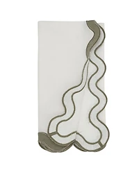 Saro Lifestyle Linen Soft Hue Scallop Napkin, Set of 4