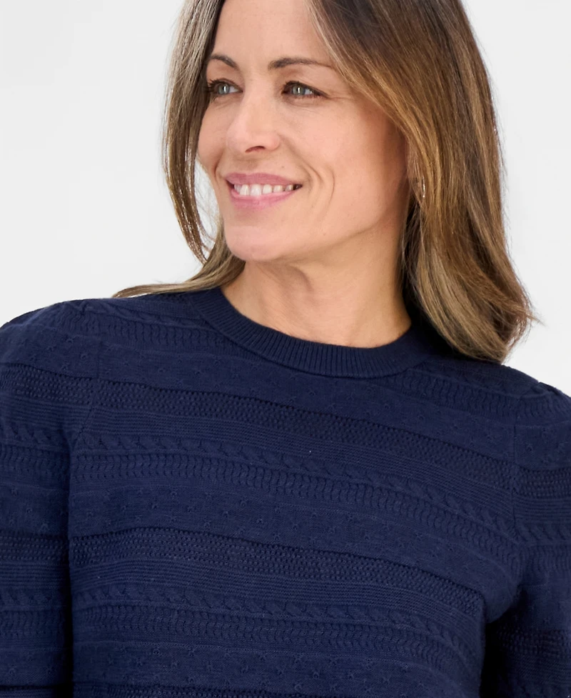 Style & Co Petite Pointelle Crewneck Sweater, Macy's Exclusive
