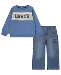 Levi's Baby Boys Crewneck Sweatshirt and Cargo Pants, 2-piece Set