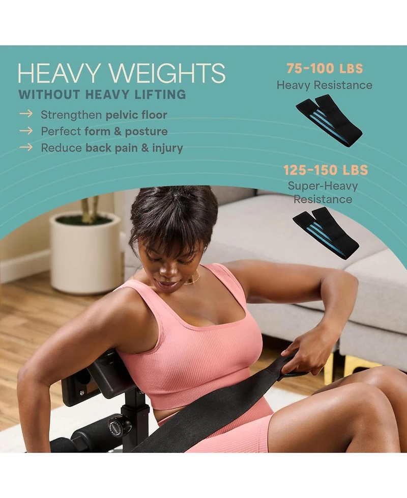 LifePro GluteBlast Hip Thrust Machine – Premium Home Gym Glute & Squat Bench with Resistance Bands