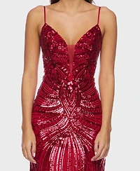 Alex & Sophia Juniors' V-Neck Sequined Dress