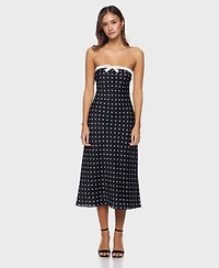 Alex & Sophia Juniors' Polka Dot with Bow Strapless Dress