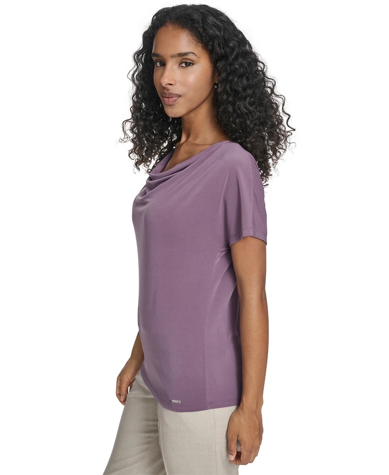 Calvin Klein Women's Drape Front Short-Sleeve Top