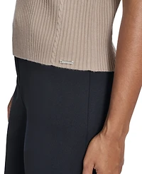 Calvin Klein Women's Mock Neck Cap Sleeve Sweater