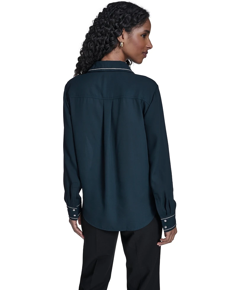 Calvin Klein Women's Decorated Button-Down Top