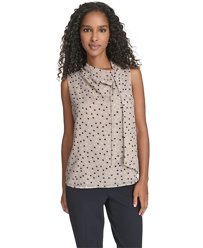 Calvin Klein Women's Textured Tie Neck Top