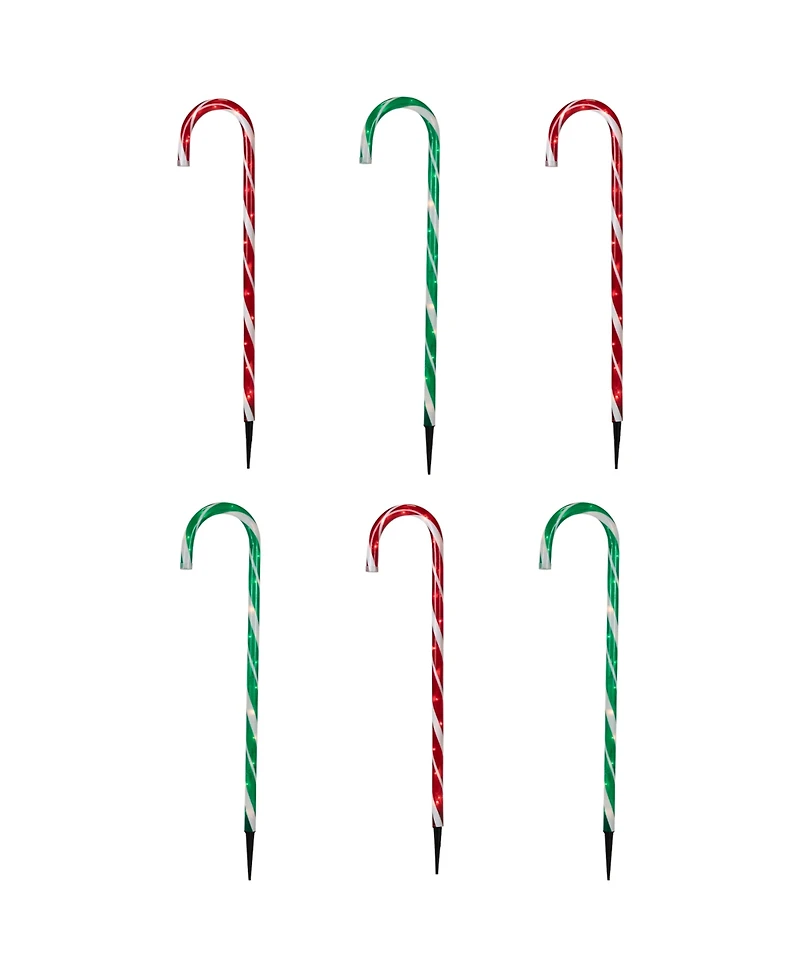 Northlight Lighted Outdoor Christmas Candy Cane Pathway Markers, Set of 6