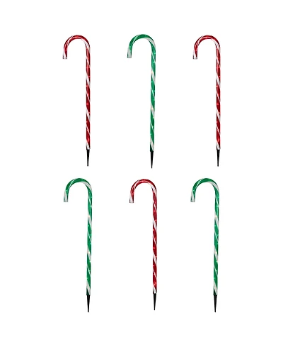 Northlight Lighted Outdoor Christmas Candy Cane Pathway Markers, Set of 6