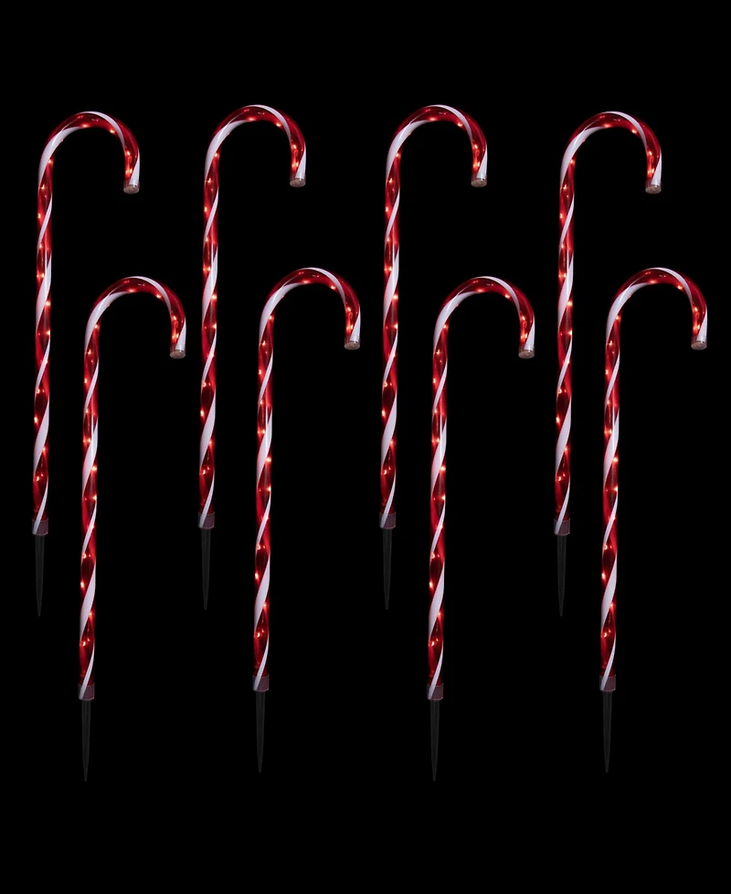 Northlight Led Lighted Candy Cane Outdoor Pathway Markers, Set of 8