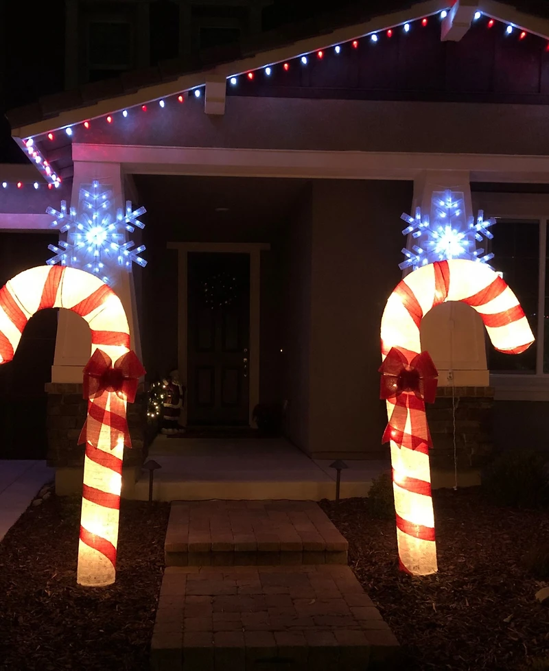 Northlight 8" Pre-Lit Striped Candy Cane with Bow Christmas Outdoor Commercial Decoration