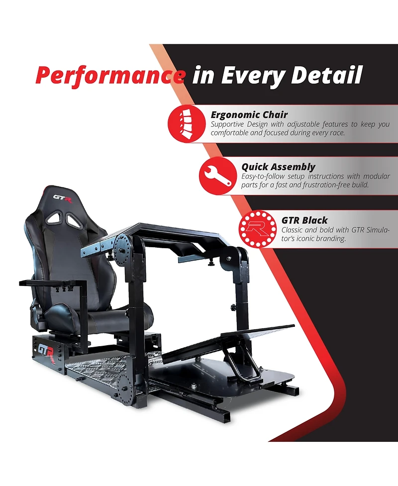 Gtr Simulator Gta-Pro Racing Cockpit | Dual-Use Sim Rig Workstation with Speciale Seat Direct Drive Compatible Upgradable Keyboard Tray Fit