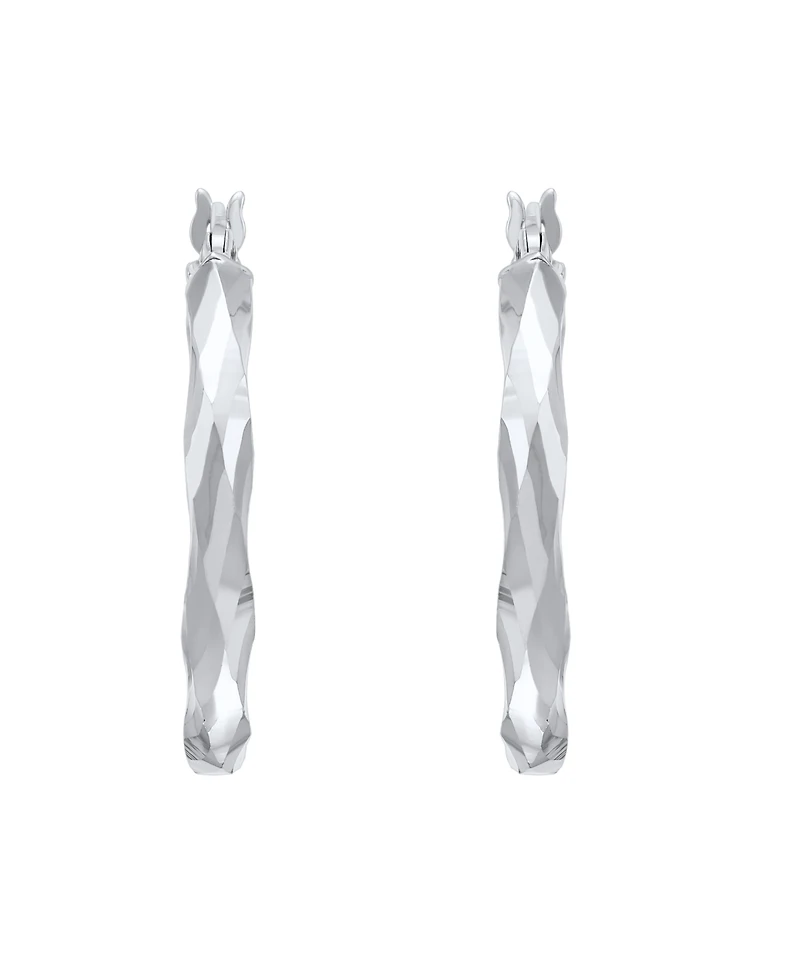 Macy's Polished Twist Tube Hoop Earrings in 10K White Gold
