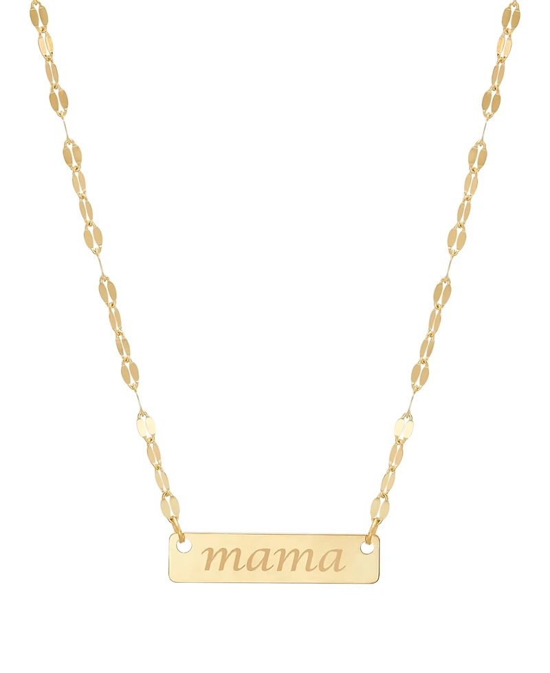 Italian Gold Polished Mama Pendant Necklace in 10k Yellow Gold