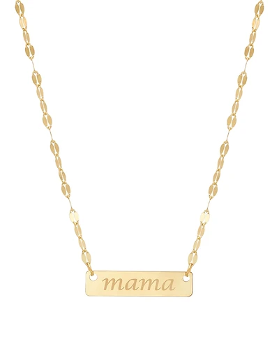 Italian Gold Polished Mama Pendant Necklace in 10k Yellow Gold