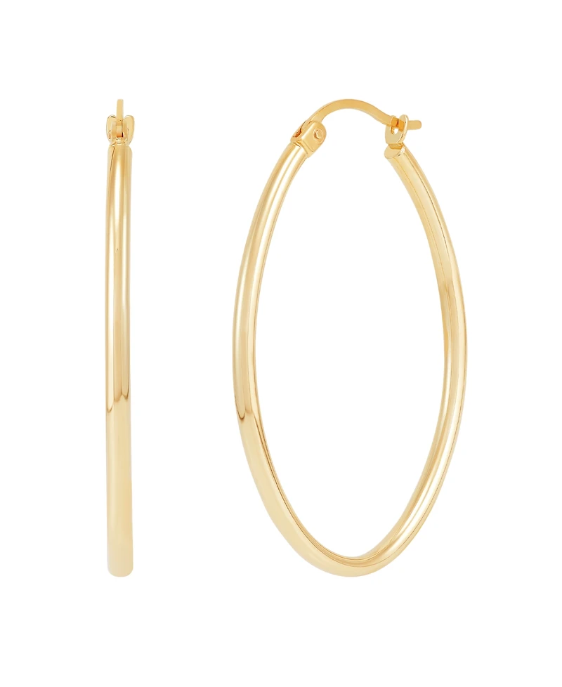 Macy's Polished Tube Oval Hoop Earrings in 14K Yellow Gold