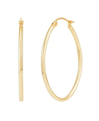 Macy's Polished Tube Oval Hoop Earrings in 14K Yellow Gold