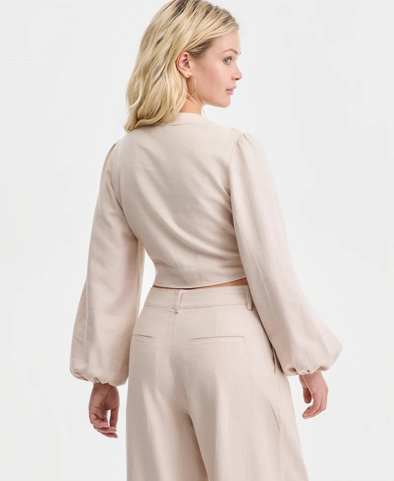 Guess Women's Shirley Linen Tie-Front Blouse