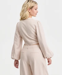 Guess Women's Shirley Linen Tie-Front Blouse