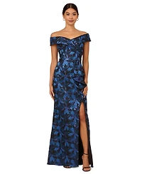 Adrianna Papell Petite Off-The-Shoulder Maxi Dress